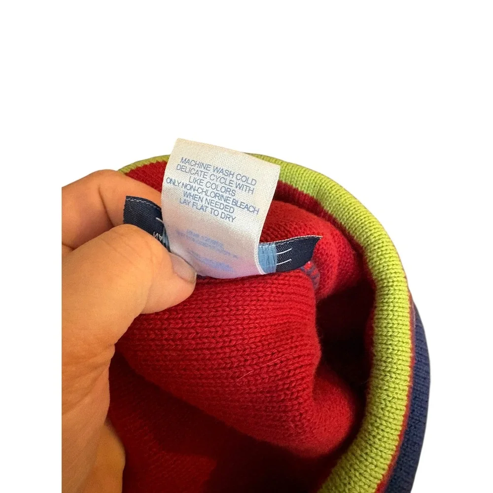 Company Kids Star Knit Beanie‎ OS – Blue Red Pom Pom Winter Hat